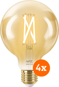 WiZ Smart Filament Light Globe 4-pack - Warm to Cool White Light - E27