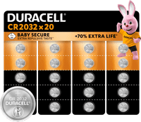 Duracell Specialty CR2032 lithium button cell batteries 3V 20 pieces