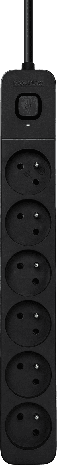 BlueBuilt Multiprise 6 Entrées 3 Mètres Noir