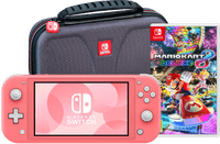Nintendo Switch Lite Koraal + Mario Kart 8 Deluxe + Bigben Beschermtas