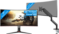 AOC CU34G2XP/BK + BlueBuilt Monitorarm Mechanische Veer voor 1 Ultrawide Monitor