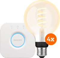 Philips Hue Filament White Ambiance Globe Lot de 4 + Bridge