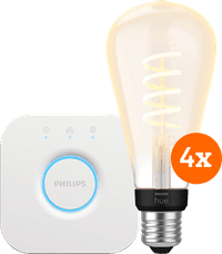 Philips Hue Filament White Ambiance Edison XL Lot de 4 + Bridge