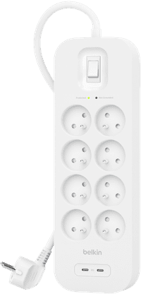 Belkin Surge Protection 8 Outlet 2m Dual USB-C 30W PD White