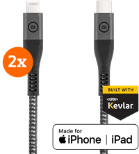 BlueBuilt USB-C to Lightning Cable 1.5m Kevlar Black Duo Pack