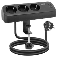 ACT AC2480 Bureau Stekkerdoos 3-voudig 1,5 meter 3x Usb 30W Zwart
