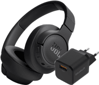 JBL Tune 720BT Noir + BlueBuilt Chargeur Quick Charge avec Port USB-A 18 W Noir