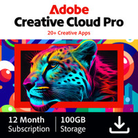 Adobe Creative Cloud Pro 1 An + 100 Go de Stockage Cloud - Numérique