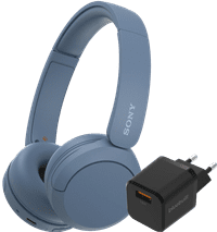 Sony WH-CH520 Blue + BlueBuilt Quick Charge Charger with USB-A Port 18W Black