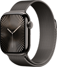 Apple Watch Series 10 4G 42mm Titanium Zwart Milanese Band