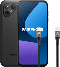 Fairphone 5 256GB Zwart 5G + BlueBuilt Usb C Kabel 1,5m Nylon Zwart