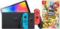 Nintendo Switch OLED Blauw Rood + Mario Party Jamboree