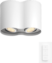 Philips Hue Pillar Spot Monté en Surface White Ambiance - Blanc - 2 spots + Variateur
