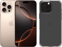 Apple iPhone 16 Pro Max 256GB Desert Titanium + BlueBuilt Back Cover Transparent