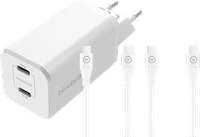 BlueBuilt Power Delivery and Quick Charge Charger 65W + USB-C Nylon White 1.5m