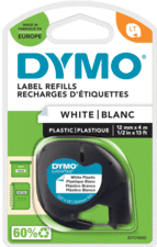 DYMO LetraTag 12mm x 4m Black White Labels