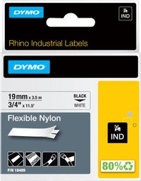 DYMO Rhino 19mm x 3,5m Zwart Wit Nylon Labels