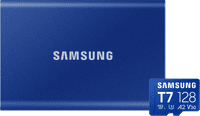 Samsung T7 Portable SSD 2TB Blauw + Samsung MicroSDXC T7 128GB 170MB/s