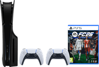 PlayStation 5 Slim Disc Edition + FC 26 + Covers Black + Extra Controller White