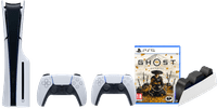 PlayStation 5 Slim Disc Edition + Ghost of Yotei + Manette Supplémentaire Blanc + Station de Charge