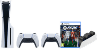 PlayStation 5 Slim Disc Edition + FC 26 + Extra Controller White + Charging Dock