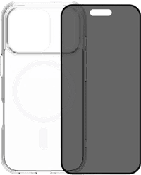 BlueBuilt Protective Back Cover avec MagSafe iPhone 17 Pro Transparent + BlueBuilt iPhone 17 Pro Protège-écran de Confidentialité Verre
