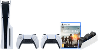 PlayStation 5 Slim Disc Edition + Battlefield 6 + Manette Supplémentaire Blanc + Station de Charge