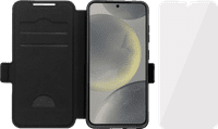 BlueBuilt Samsung Galaxy S25 Book Case Cuir Noir + BlueBuilt Protège-écran Verre