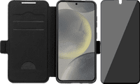 BlueBuilt Samsung Galaxy S25 Book Case Leer Zwart + BlueBuilt Privacy Screenprotector Glas