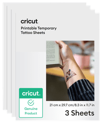 Cricut Feuilles de Tatouages Temporaires Imprimables A4 21 x 29,7 cm (3 Feuilles)