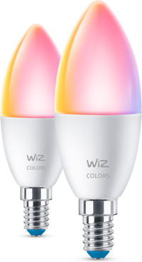 WiZ Ampoule Bougie - Lumière Blanche et Colorée - E14 - Lot de 2