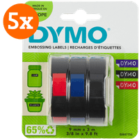 DYMO Embossing Tape 9mm 3 kleuren 5-pack