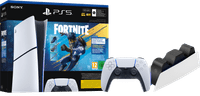 PlayStation 5 Slim Digital Edition Fortnite bundel + Extra Controller Wit + Oplaadstation