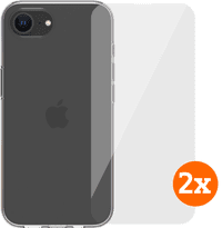 BlueBuilt Back Cover iPhone 16e Transparant + Screenprotector Glas Duo Pack