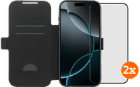BlueBuilt Apple iPhone 17 Pro Max Book Case Leer Zwart + Screenprotector Duo Pack