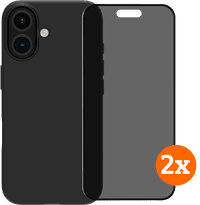 BlueBuilt Back Cover iPhone 16 Zwart + Privacy Filter Screenprotector Glas Duo Pack