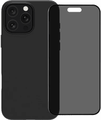 BlueBuilt Back Cover iPhone 16 Pro Zwart + Privacy Filter Screenprotector Glas