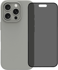 BlueBuilt Back Cover iPhone 16 Pro Grijs + Privacy Filter Screenprotector Glas