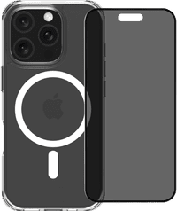 BlueBuilt Protective Back Cover met MagSafe iPhone 16 Pro + Privacy Screenprotector Glas