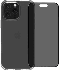 BlueBuilt Protective Back Cover iPhone 16 Pro Max Transparent + Protège-écran de Confidentialité