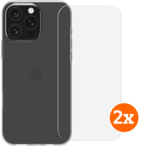 BlueBuilt Back Cover iPhone 16 Pro Max Transparant + Screenprotector Glas Duo Pack