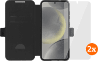 BlueBuilt Galaxy S25 Plus Book Case Zwart + Screenprotector Glas Duo Pack