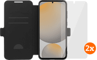BlueBuilt Samsung Galaxy S25 FE Book Case Zwart + Screenprotector Glas Duo Pack