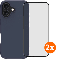 BlueBuilt Protective Back Cover iPhone 17 Bleu + Protège-écran Verre Lot de 2