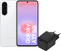 Samsung Galaxy A37 128GB Wit 5G + BlueBuilt Oplader met Usb C Poort 45W Zwart