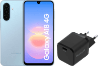 Samsung Galaxy A18 128GB Blauw 4G + BlueBuilt Oplader 30 Watt Zwart