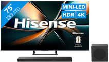 Hisense 75" ULED Mini-Led U7Q (2025) + Hisense AX3120Q Tv met soundbar aanbieding