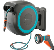 Gardena Wandslangenbox 35 RollUp XL Blauw + Gardena Classic Multifunctionele Broes Gardena tuingereedschap aanbieding