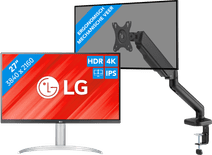 LG 27UP83AK-W + BlueBuilt Bras d'Écran PC Vérin à Gaz pour 1 Écran PC 
