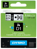 Dymo D1 Naamlabels Zwart-Wit (6 mm x 7 m) Label